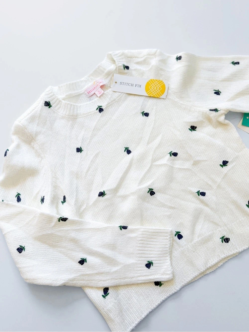 White Floral Knit Sweater